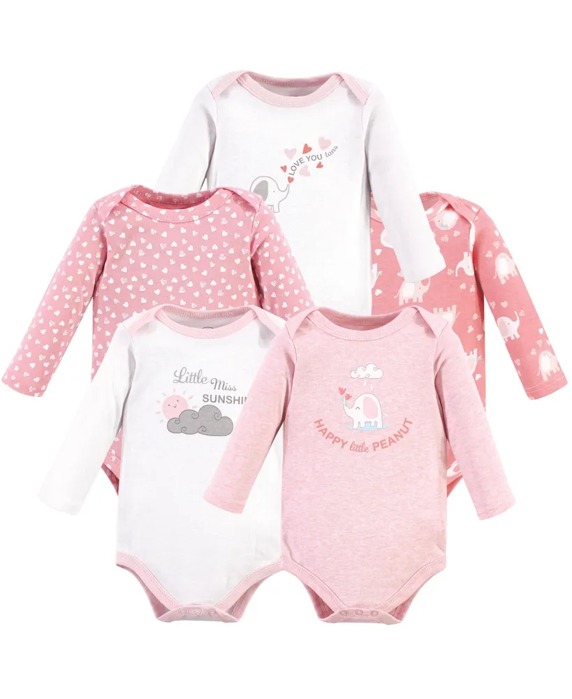 Pack of 5 Animals Long Sleeve Bodysuits for Newborn Babies