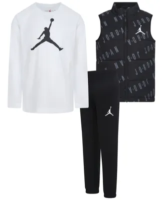 Jordan Little Boys Jumpman Printed Vest, T-shirt and Pants, 3-Piece Set