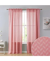 Hlc.me Herringbone Thick Semi Sheer Premium Rod Pocket Window Curtain Panels for Bedroom & Living Room