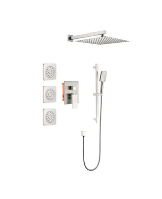 Streamdale Furniture Shower System With Shower Head, Hand Shower, Slide Bar, Body Sprays, Shower Arm, Hose, Valve