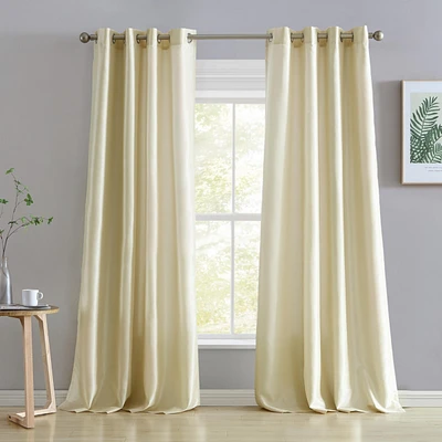 Hlc.me Jefferson Faux Silk Semi Sheer Light Filtering Microfiber Lined Grommet Lightweight Window Curtains Drapery for Bedroom