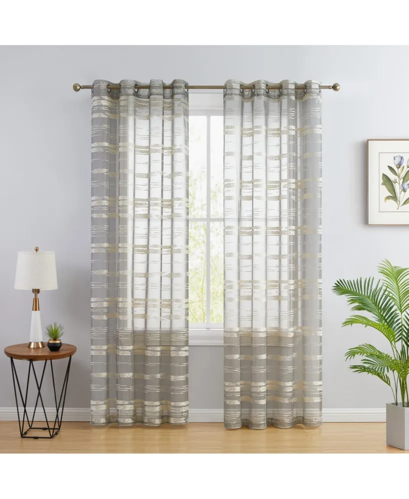 Hlc.me Broadway Stripe Decorative Semi Sheer Light Filtering Grommet Window Treatment Curtain Drapery Panels for Bedroom & Living Room