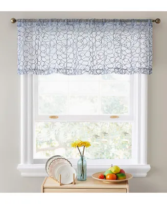 Hlc.me Audrey Embroidered Sheer Voile Window Curtain Rod Pocket Valance for Kitchen, Bedroom
