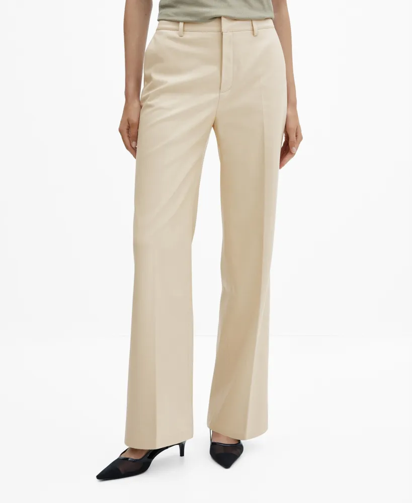 MANGO Leather-effect straight trousers Black Women Trousers