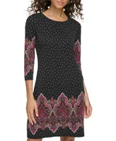 Tommy Hilfiger Women's Paisley 3/4-Sleeve Shift Dress