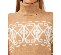 CeCe Women's Fair Isle Long Sleeve Turtleneck Sweater