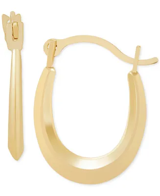 Polished Tapered Oval Small Hoop Earrings in 10k Gold