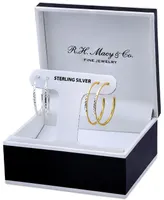 Giani Bernini 2-Pc. Set Textured Medium Hoop Earrings in Sterling Silver & 18k Gold-Plate, 1-1/4", Created for Macy's - Two