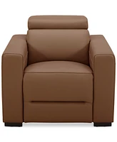 Nevio 39" Leather Power Recliner and Headrest, Created For Macy's