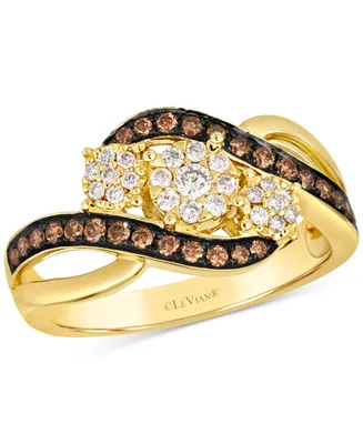 Le Vian Chocolate Diamond & Nude Diamond Cluster Swirl Ring (1/2 ct. t.w.) in 14k Gold