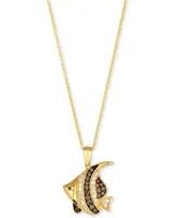 Le Vian Chocolate Diamond & Nude Diamond Fish 20" Adjustable Pendant Necklace (1/4 ct. t.w.) in 14k Gold