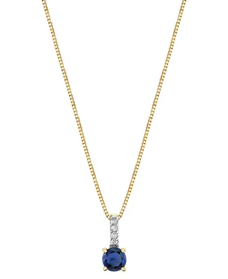 Sapphire (1/3 ct. t.w.) & Diamond Accent 18" Pendant Necklace in 14k Gold