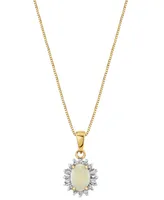 Opal (1/2 ct. t.w.) & Diamond (1/5 ct. t.w.) Oval Halo 18" Pendant Necklace in 14k Gold