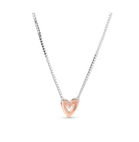 Pandora Moments 14K Rose Gold-Plated Sparkling Cubic Zirconia Freehand Heart Necklace