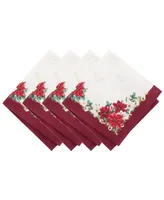 Elrene Poinsettia Garlands Engineered Napkins, Set of 4, 17" x 17"