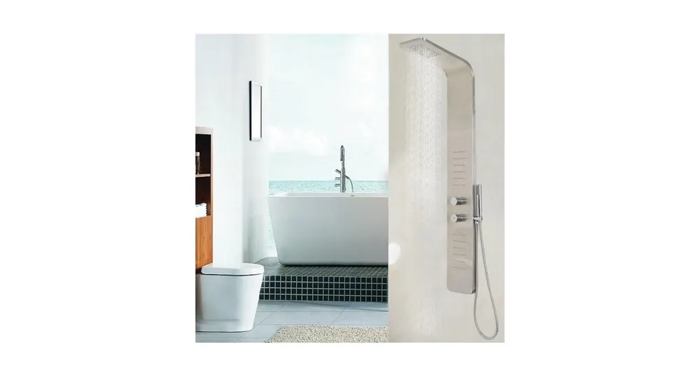 57 Inch Stainless Steel Shower Panel with12 x 8 Head Shower