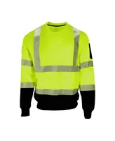 RefrigiWear Men's Men s Hi Vis Crewneck Sweatshirt with Reflective Tape