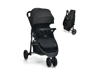 Baby Jogging Stroller with Adjustable Canopy for Newborn