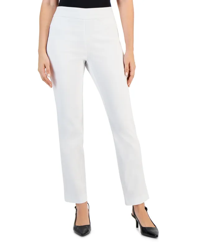 Jm Collection Women's Woven Lace-Trim Capri Pull-On Pants, Created