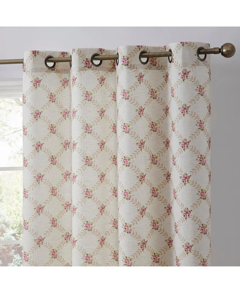 Hlc.me Morgan Floral Decorative Light Filtering Grommet Window Treatment Curtain Drapery Panels for Bedroom & Living Room