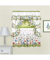 GoodGram Butterflies Prairie Complete 5 Piece Cottage Kitchen Curtain Set