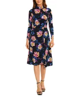 Maggy London Women's Printed Knit Mock Neck Dress