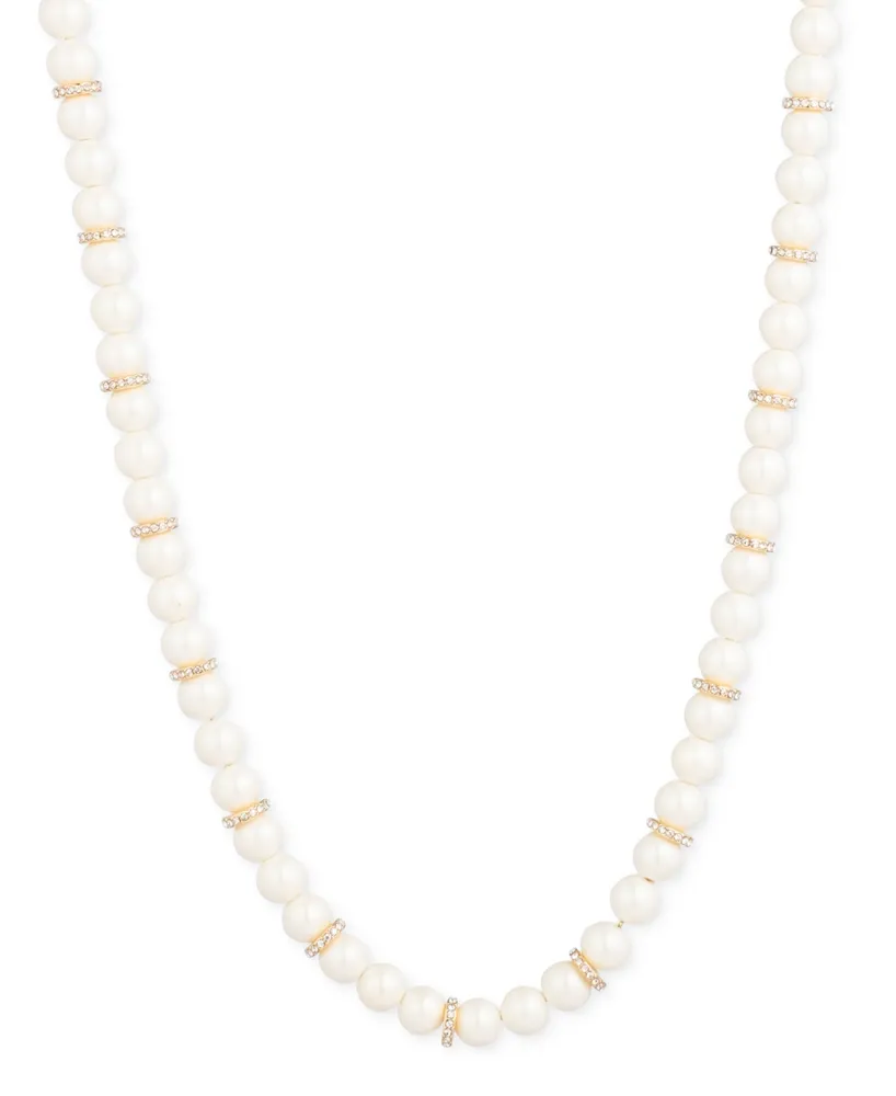 Lauren Ralph Lauren Pave & Imitation Pearl Beaded 17" Collar Necklace