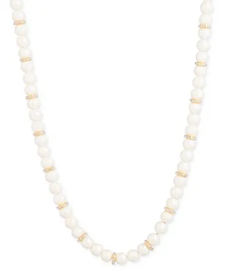 Lauren Ralph Lauren Pave & Imitation Pearl Beaded 17" Collar Necklace