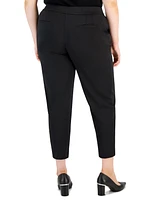 Tahari Asl Plus Ponte Mid-Rise Front-Seamed Pants