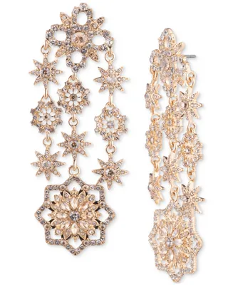 Marchesa Gold-Tone Crystal Floral Chandelier Earrings