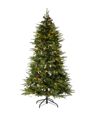 Glitzhome 6' Pre-Lit Green Fir Artificial Christmas Tree with 350 Led Lights, Remote Controller