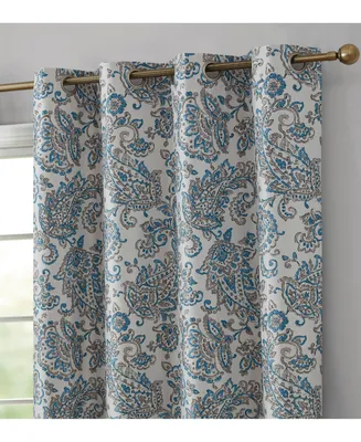 Hlc.me Amalfi Paisley Faux Silk 100% Blackout Room Darkening Thermal Lined Curtain Grommet Panels for Bedroom