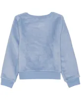 Disney Little Girls Stitch Happy Holidays Long Sleeve Plush Pullover Sweatshirt