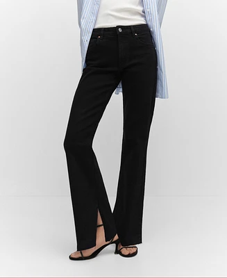 Mango Women's Medium-Rise Straight Slits Detail Jeans