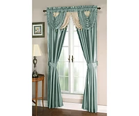 Kate Aurora Satin Semi Sheer Complete 5 Piece Window a Bag Attached Curtain Set