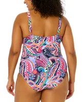 Anne Cole Plus Notched Scoop-Neck One-Piece Swimsuit