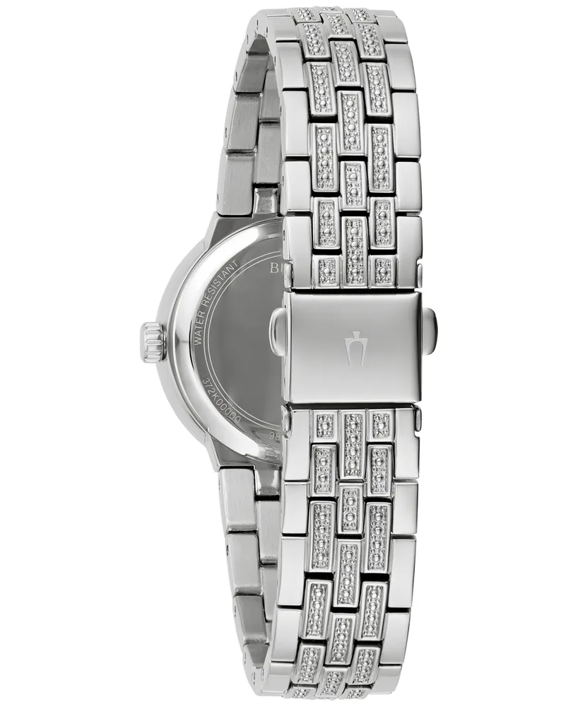 Bulova Women's Classic Crystal Stainless Steel Bracelet Watch Box Set 29mm