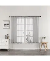 Kate Aurora Simplistic Living 2 Piece Lightweight Rod Pocket Gray Sheer Curtains For Small Windows - 63 in. Long