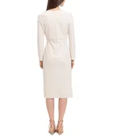 Maggy London Women's Long-Sleeve V-Neck Sheath Dress