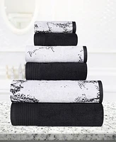 Superior Quick Drying Cotton Solid and Marble Effect 6 Piece Towel Set