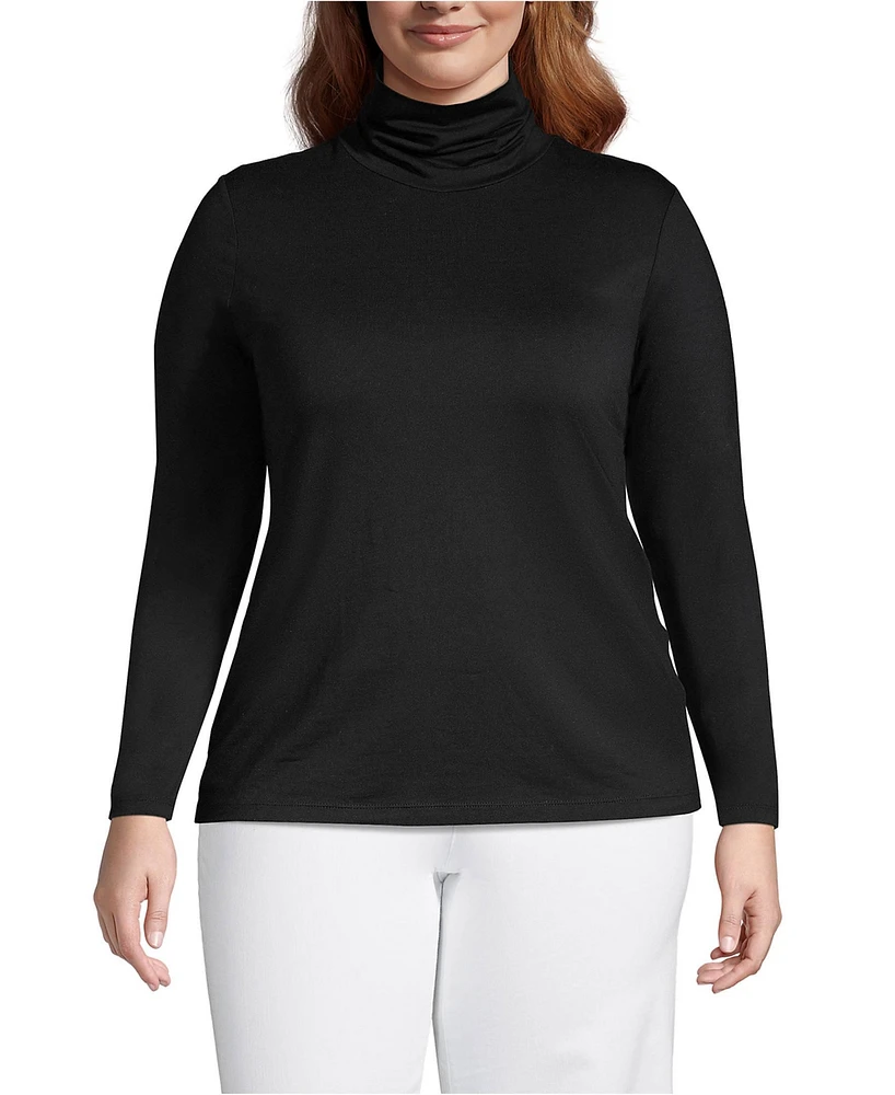Lands' End Plus Lightweight Jersey Skimming Long Sleeve Turtleneck