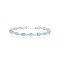 Sterling Silver Bezel-Set Oval Larimar Linked Bracelet