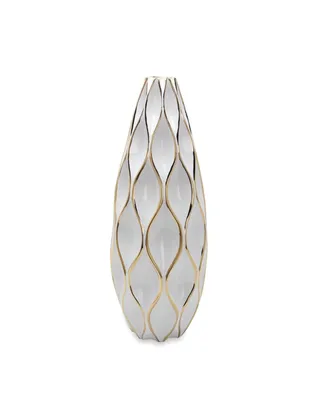 Simplie Fun Elegant Ceramic Vase With Gold Accents - Timeless Home Decor