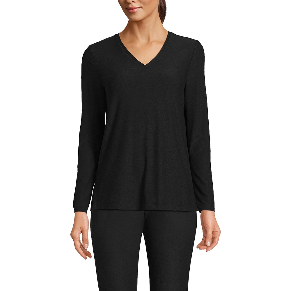 Lands' End Women's Long Sleeve Performance V-Neck Top