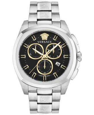 Versace Men's Swiss Chronograph Geo Stainless Steel Bracelet Watch 43mm