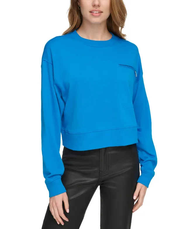 Dkny Jeans Women's Cold-Shoulder Embellished-Logo Sweatshirt