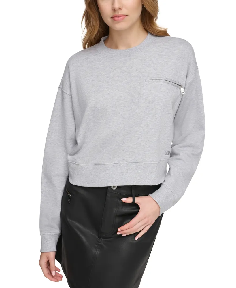 Dkny Jeans Women's Zippered-Pocket Dropped-Sleeve Sweatshirt