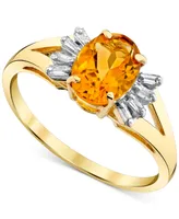 Citrine (1-1/4 ct. t.w.) & Diamond (1/8 ct. t.w.) Ring in 14k Gold