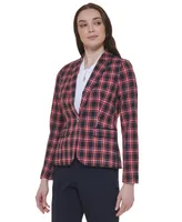 Tommy Hilfiger Women's Plaid-Print Elbow-Patch Blazer