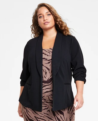 Bar Iii Trendy Plus Knit Drape-Front Blazer